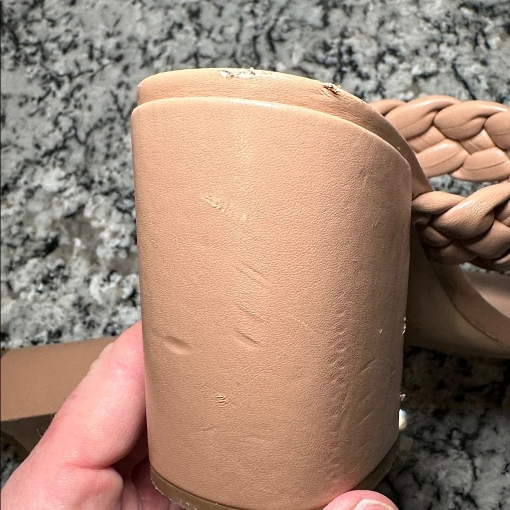 Madden Girl Dixcy Braided Cream Block Heel Sandals - 11 - Picture 9 of 10